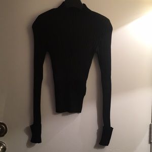 Fitted Ribbed Long Sleeve Top Padded Shoulders